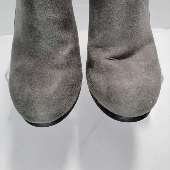 London Fog Martha Womens 9 Grey Wedge Ankle Bootie with Buckle Vegan Casual Boot - Picture 3 of 10